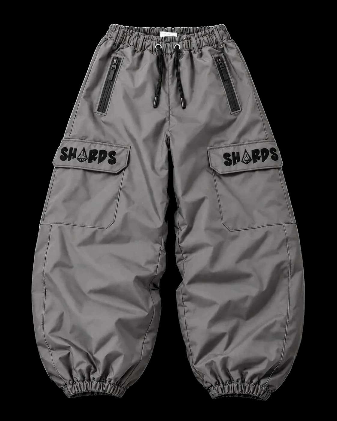 Gray SHARDS cargo snowpant, front view