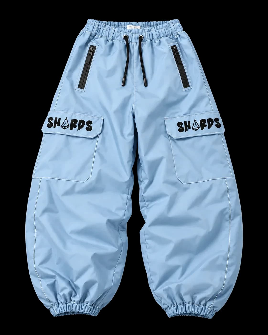 Light blue SHARDS cargo snowpant, front view