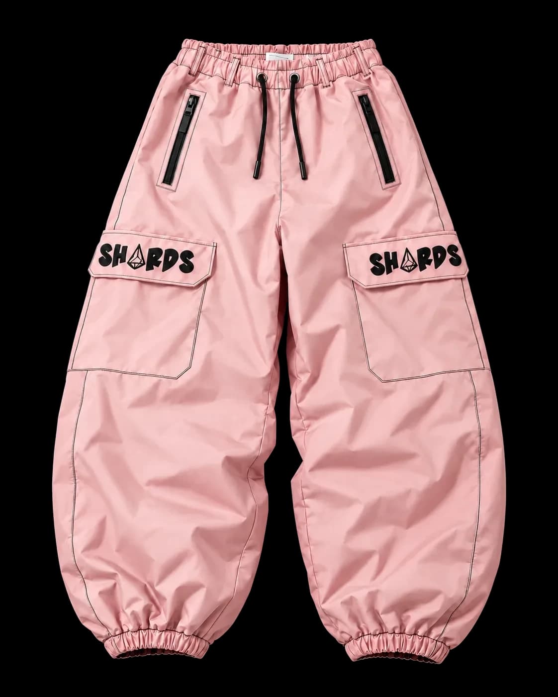 Pink SHARDS cargo snowpant, front view